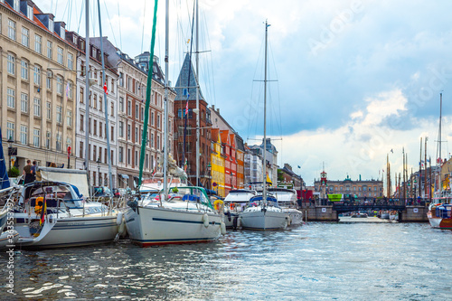 View of old Nyhavn port in the central Copenhagen