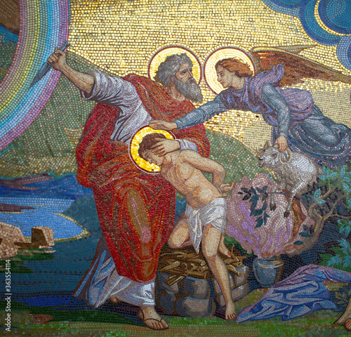 Mosaic panel on a religious theme in the Orthodox Church. City of Kirovograd, Ukraine in 2019