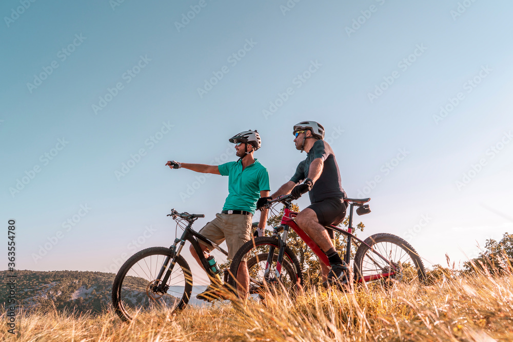 Man riding his mountain bike outdoor in nature