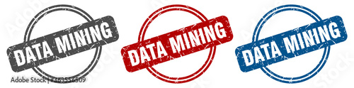 data mining stamp. data mining sign. data mining label set