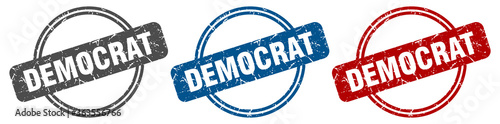 democrat stamp. democrat sign. democrat label set photo