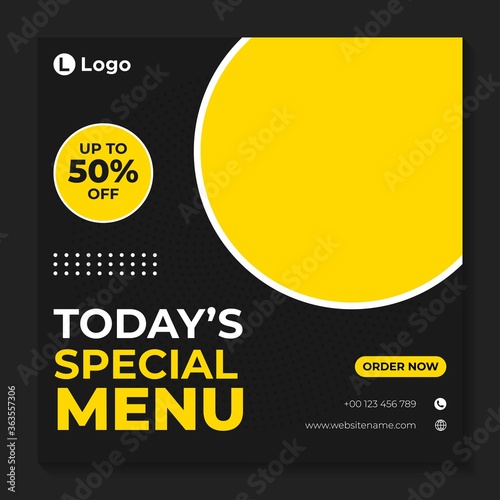Food menu social media post banner template
