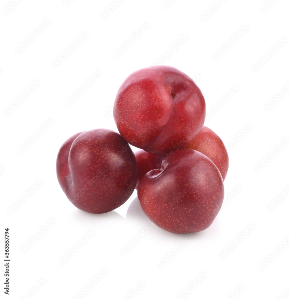 Plums plum prunes prune slice organic fruits fruit isolated on a white background