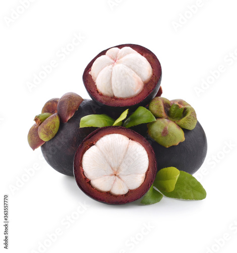 asian tropical mangosteen fruit on white background