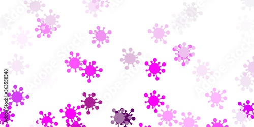 Light purple, pink vector backdrop with virus symbols.