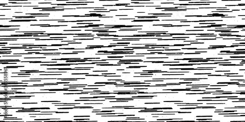 Hand-drawn black and white seamless texture with dashed strokes. Vector repeat pattern.