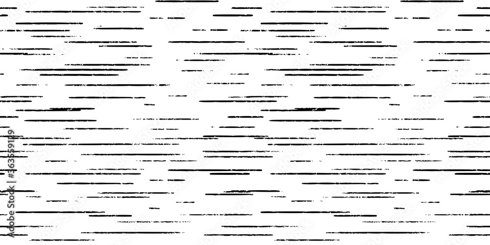 Fototapeta premium Hand-drawn black and white seamless texture with dashed strokes. Vector repeat pattern.