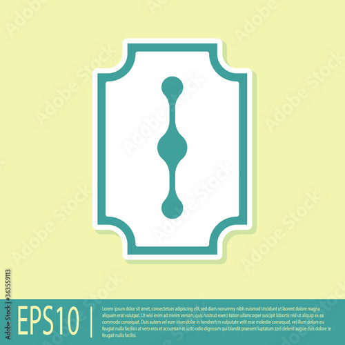 Green Blade razor icon isolated on yellow background. Vector Illustration.