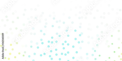 Light blue, green vector doodle template with flowers.