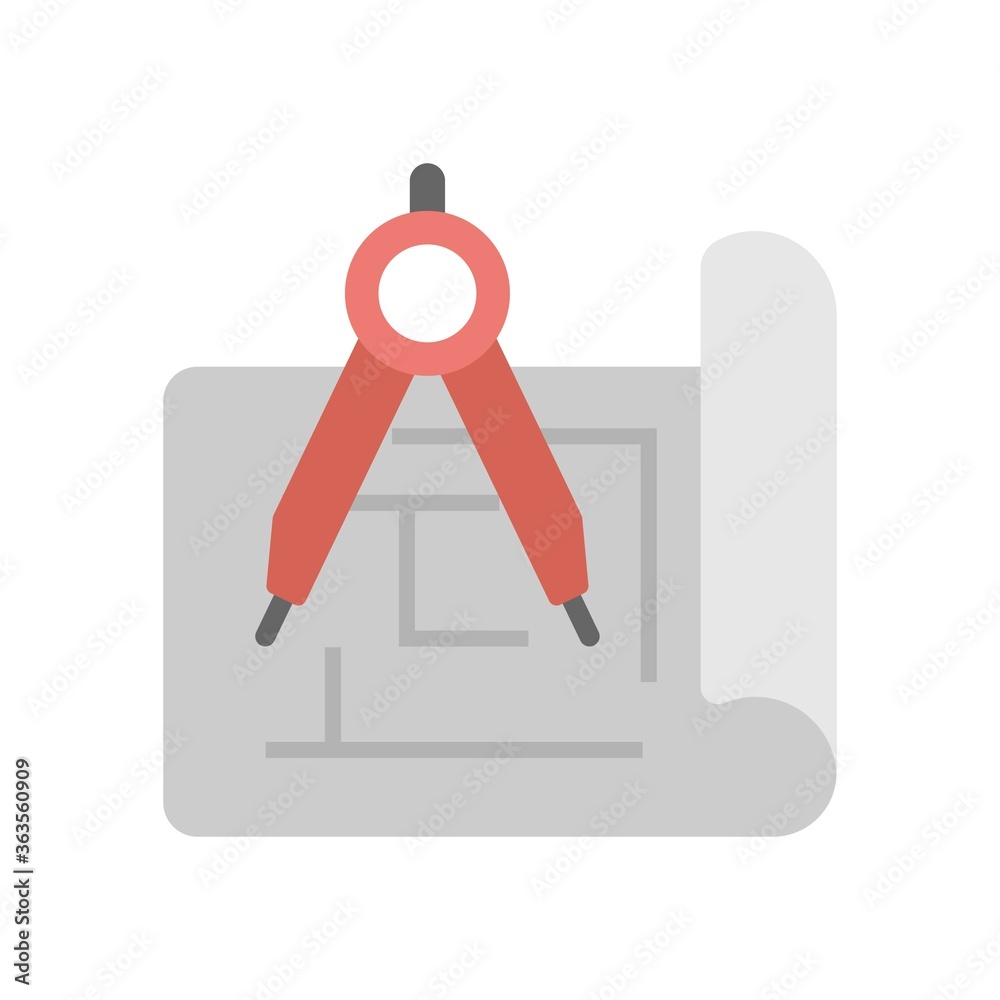 Architecture plan icon illustration in flat design style. House blueprint sign. Architecture plan icon illustration in flat design style. House blueprint sign.