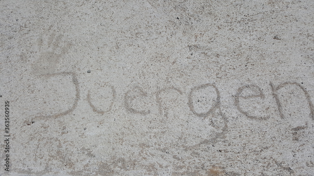 ''Juergen'' in Beton geschrieben, Mallorca ''Juergen'' in Beton geschrieben, Mallorca
