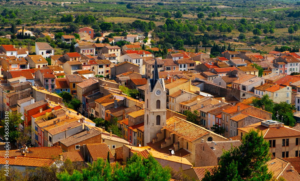 aerial view of the old town of Leucate, in France aerial view of the old town of Leucate, in France