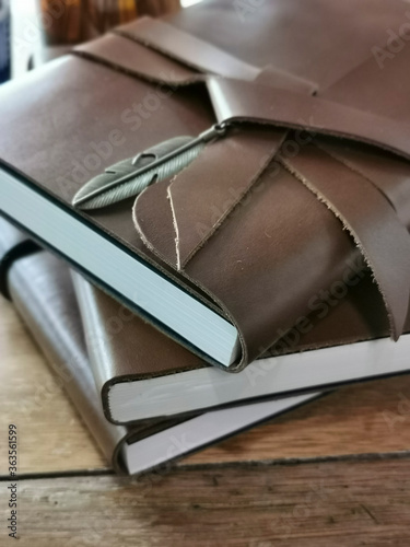 Hand-made notebook, cover made of genuine leather