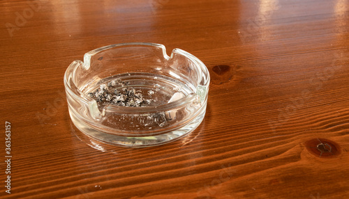 Ashtray on a wooden table