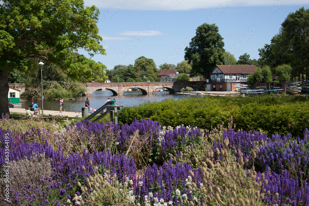 Views of Bridge Foot over the River Avon in Stratford upon Avon in Warwickshire in the UK Views of Bridge Foot over the River Avon in Stratford upon Avon in Warwickshire in the UK