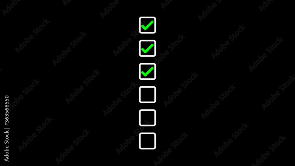 Drawing a green check in a white square checkbox on white background. Symbolizing right. Motion Graphics. Drawing a green check in a white square checkbox on white background. Symbolizing right. Motion Graphics.