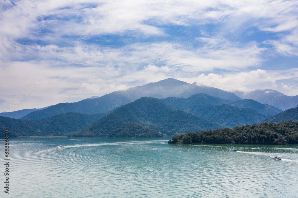 aerial view of famous Sun Moon Lake landscape