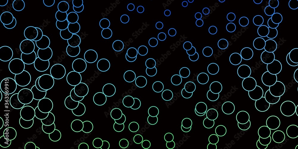 Dark Blue, Green vector background with circles. Abstract illustration with colorful spots in nature style. Pattern for websites, landing pages.