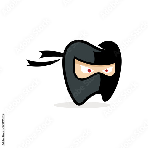 logo design mascot dental ninja vector