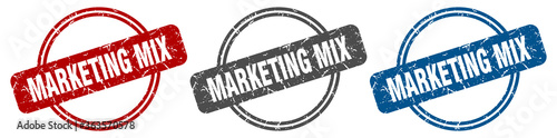 marketing mix stamp. marketing mix sign. marketing mix label set