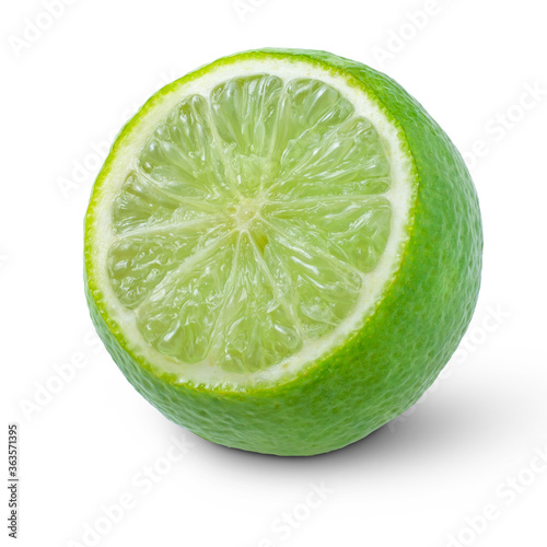 Sliced lime isolated on white background. Fresh citrus fruit.