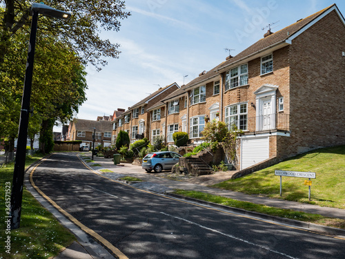Eastbourne Suburbs. A typical suburban row of houses, circa 1970, on a sunny day in the East Sussex town on the English South Coast.