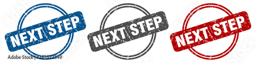 next step stamp. next step sign. next step label set