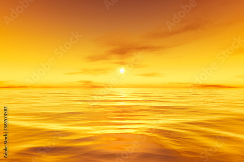 beautiful yellow sunset over the ocean background © magann