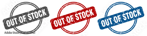 out of stock stamp. out of stock sign. out of stock label set