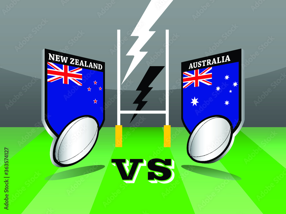 Rugby championship, New Zealand vs Australia match Stock Vector Adobe