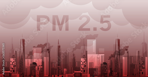 PM2.5 in city background architectural with drawings of modern for use web, magazine or poster vector design.