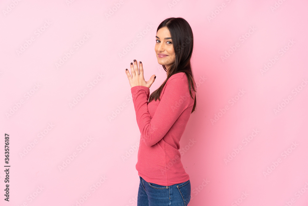 Young caucasian woman over isolated background scheming something Young caucasian woman over isolated background scheming something