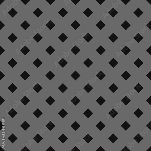 Black diamond polka seamless pattern. Dim gray background. Fabric designs and backgrounds.
