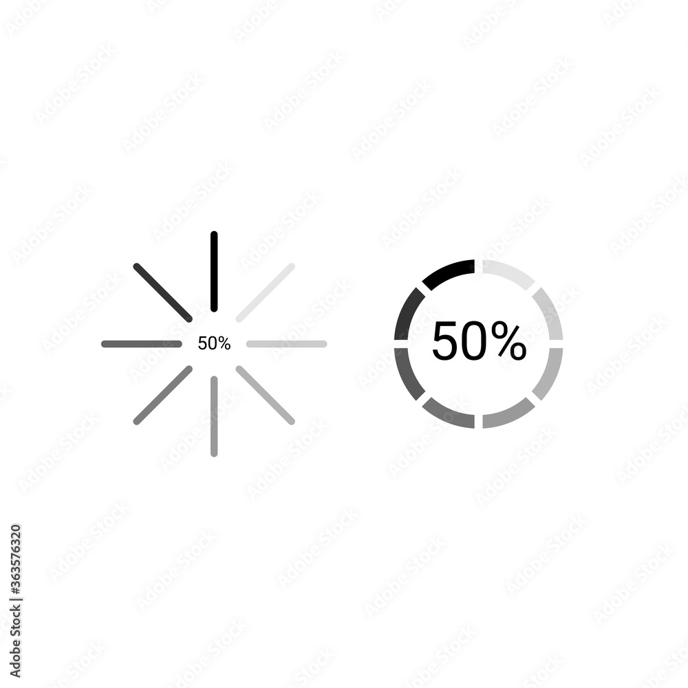 Vector illustration of 50% opening or loading on a white background Vector illustration of 50% opening or loading on a white background