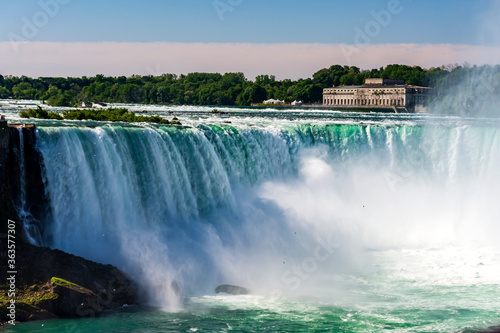 gorgeous and power full niagara falls looking from canada toward the united states