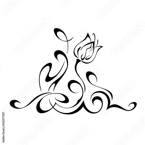 decorative element with one stylized flower bud and ornate ornament