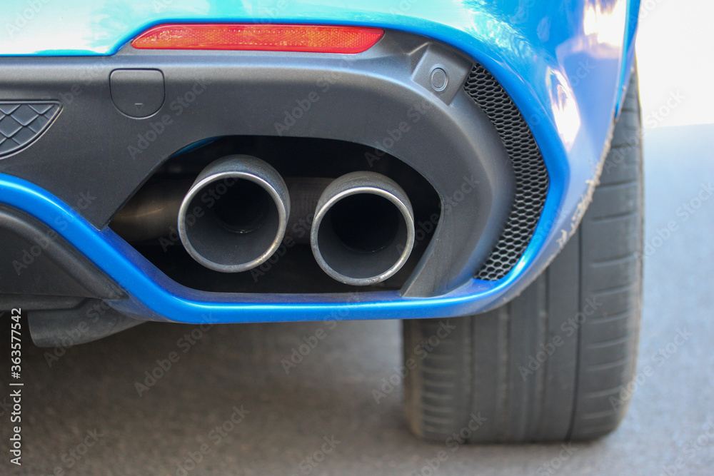 Close-up of performance car exhaust