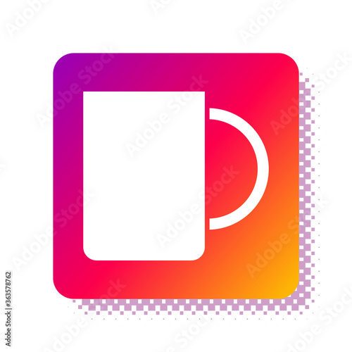 White Coffee cup icon isolated on white background. Tea cup. Hot drink coffee. Square color button. Vector Illustration.