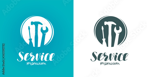 Service logo or label. Construction, repair vector illustration