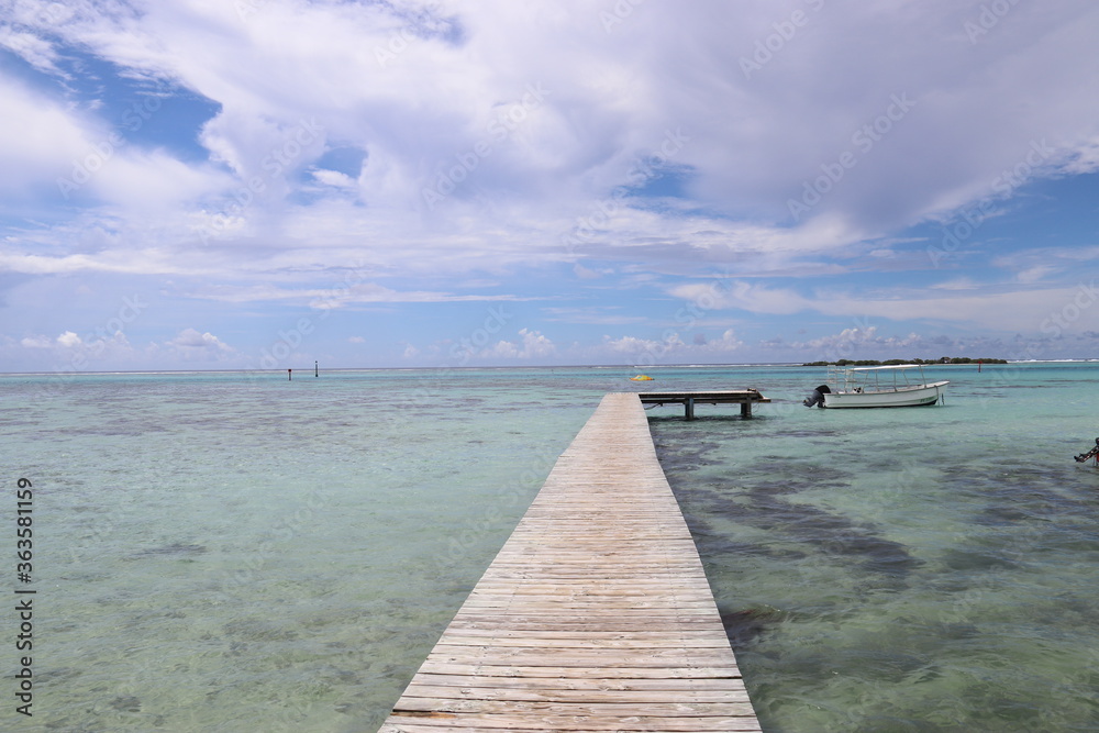 Ponton sur le lagon de Moorea, Polynésie française
