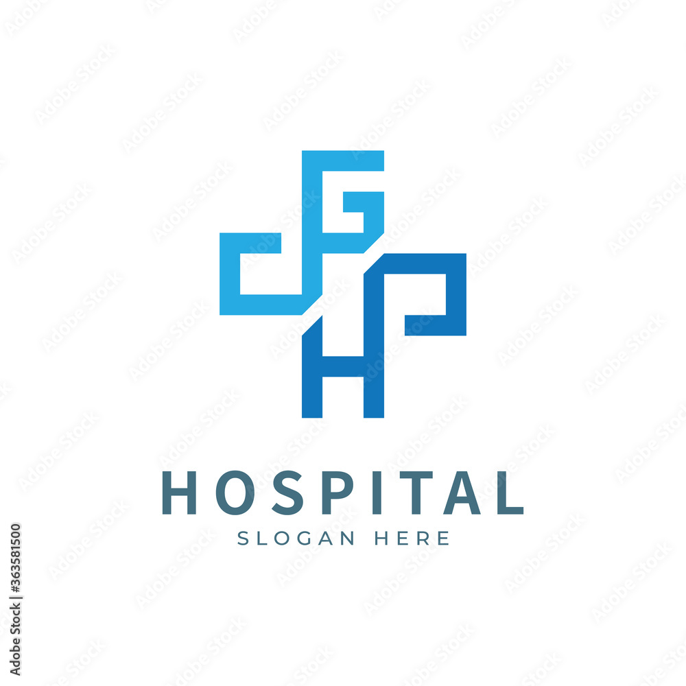 Fototapeta premium Health logo with initial letter G H, H G, G H logo designs concept. Medical health-care logo designs template.