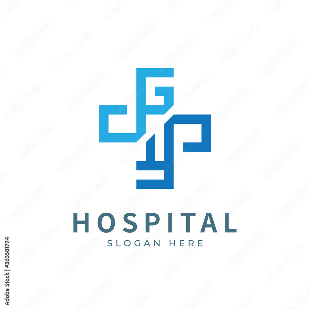 Health logo with initial letter G K, K G, G K logo designs concept. Medical health-care logo designs template.