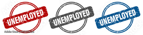 unemployed stamp. unemployed sign. unemployed label set