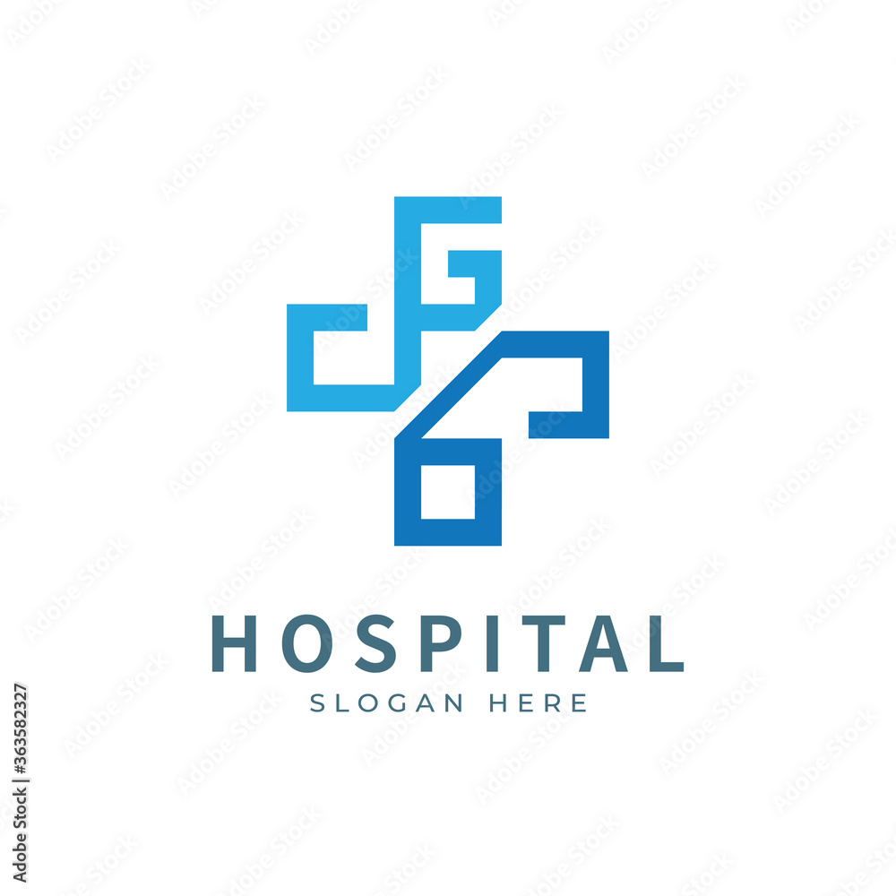 Health logo with initial letter G O, O G, G O logo designs concept. Medical health-care logo designs template.