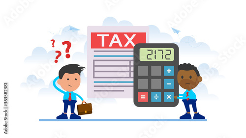 People filling online tax form.
