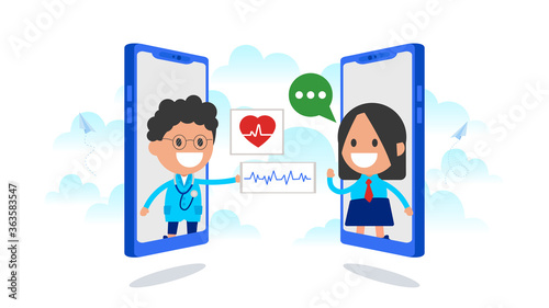 Patient consultation to the doctor via smartphone. Online doctor concept.
