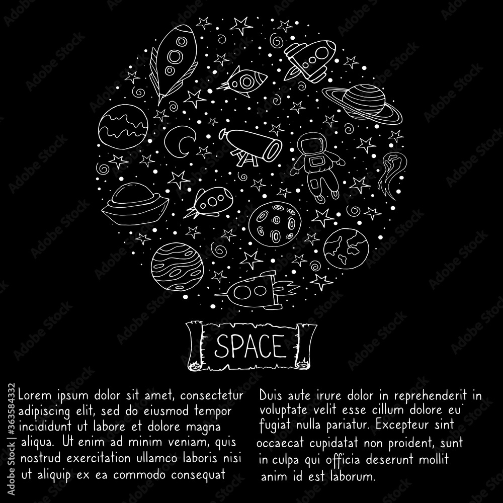Set with spaceships, planets, and stars. Space.Isolated elements for scientific posters.Doodle style. Vector isolated illustration with spaceships, rockets, Mars, Earth, stars on a white background. Set with spaceships, planets, and stars. Space.Isolated elements for scientific posters.Doodle style. Vector isolated illustration with spaceships, rockets, Mars, Earth, stars on a white background.