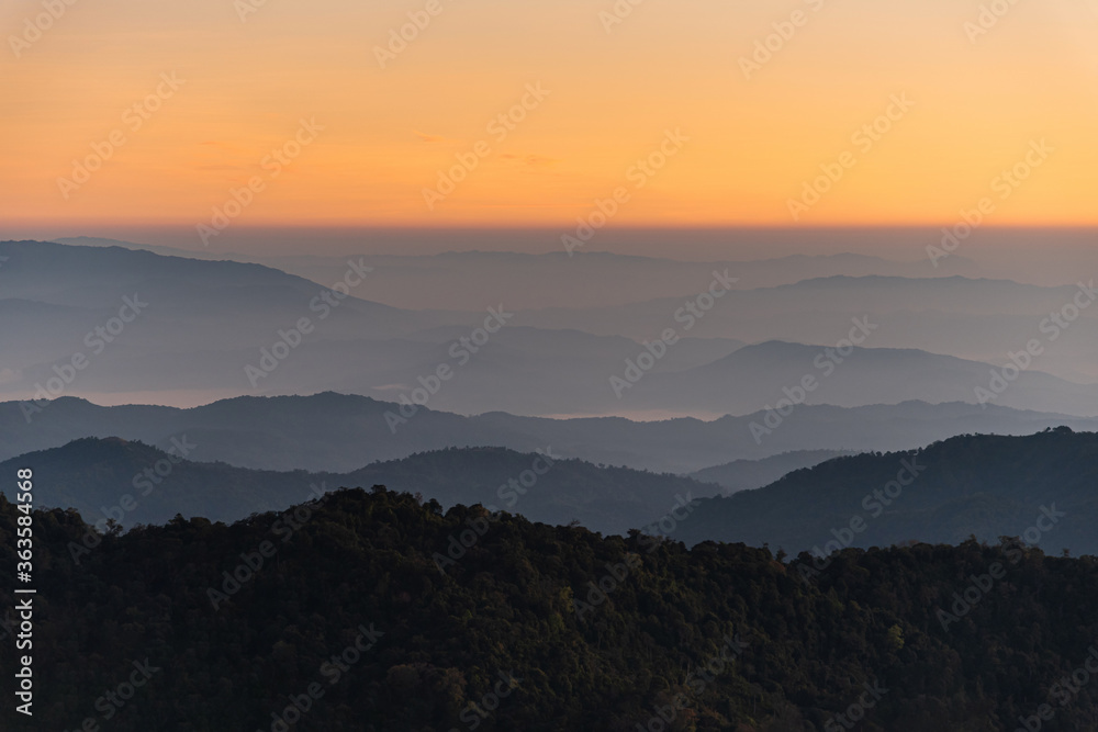 twilight sunset mountain range landscape 