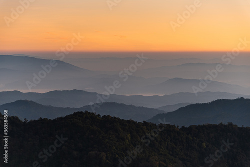 twilight sunset mountain range landscape 