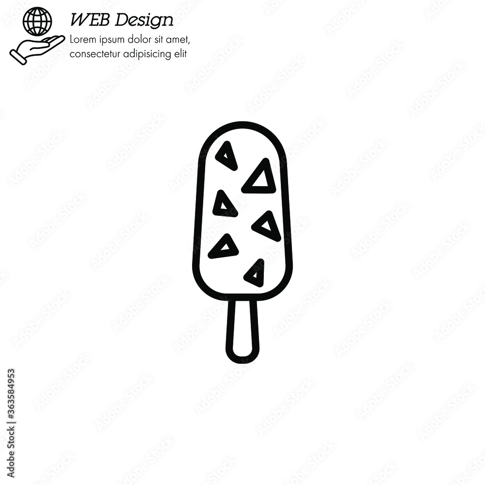 Ice lolly, ice cream icon thin line, linear, outline. Simple sign, logo Ice lolly, ice cream icon thin line, linear, outline. Simple sign, logo